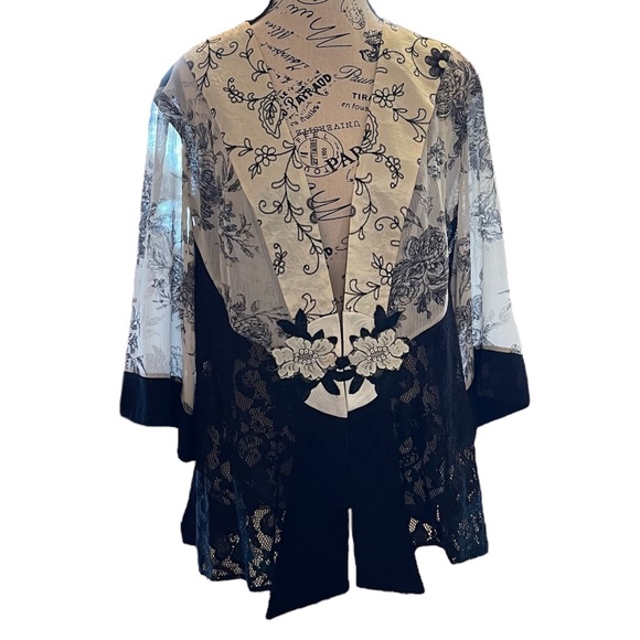 Spencer Alex Black & Cream Vintage 1080’s Kimono Jacket Women’s Size 1X - Picture 2 of 12